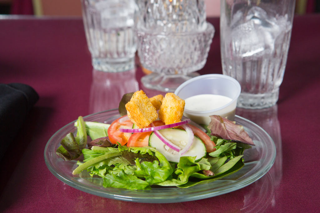 The Hughes Brothers Theatre in Branson offers a wonderfully prepared meal to go with any 8 PM show. Start with a crisp, fresh salad.
